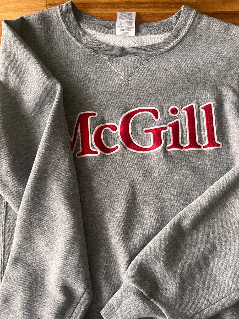 Gildan Gray Crewneck Sweatshirt with Red McGill Logo
